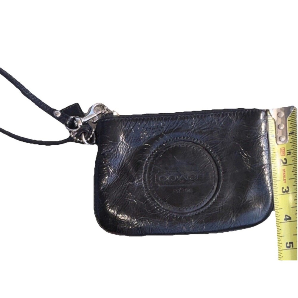 Coach Women’s Black Solid Logo Zip Wristlet Wallet with Zipper Accent